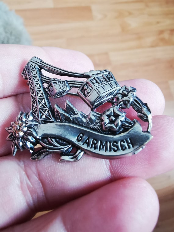Vintage 1950's German Garmisch Tin Souvenir Pin Etsy