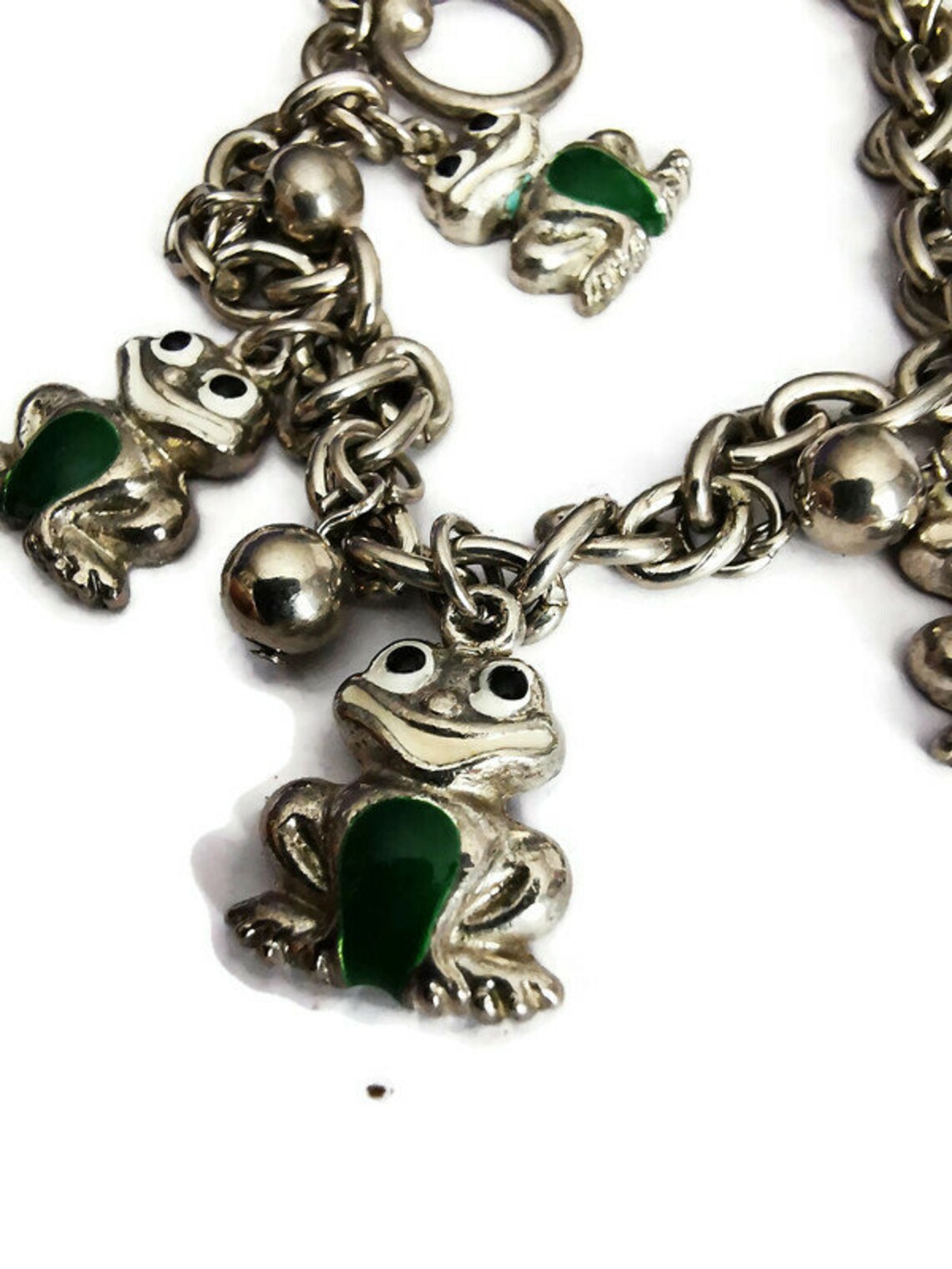 Vintage Enamelled Frog Charm Bracelet Etsy