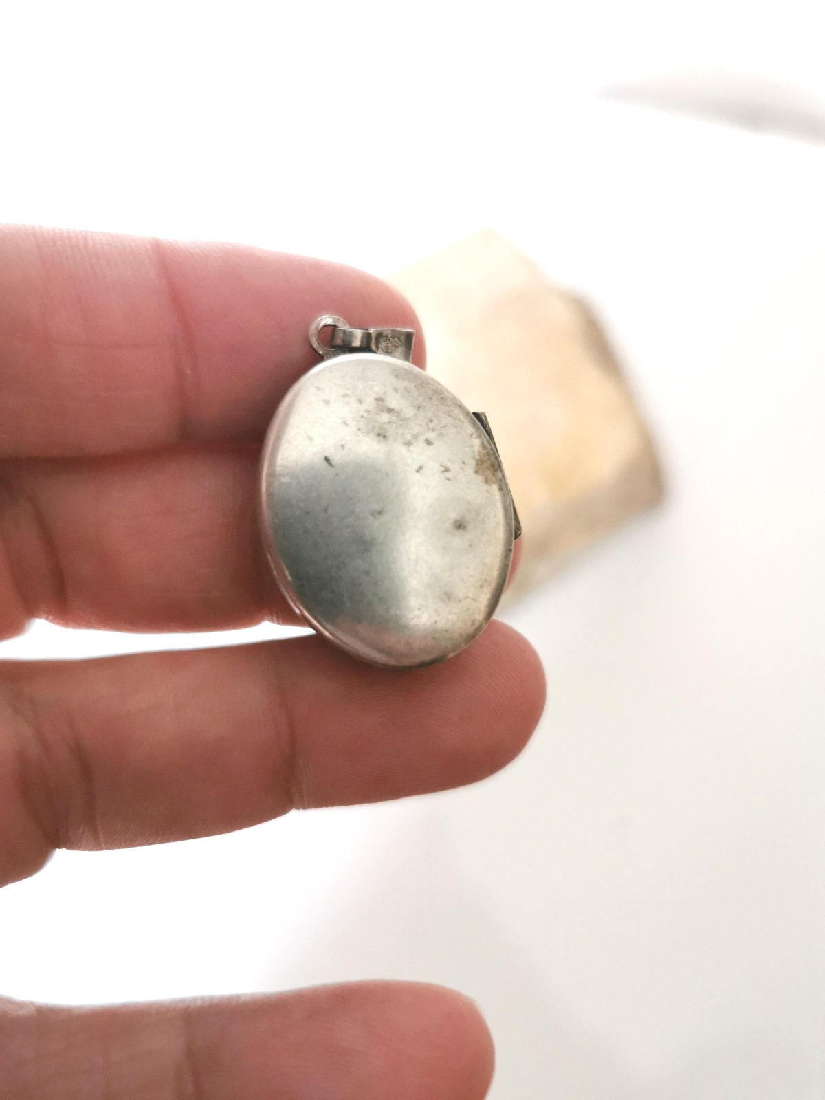 Sterling Silver Floral Locket Necklace, Vintage Oval Pendant, Women's