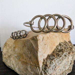 Bracelet manchette articulé en argent sterling et bague assortie, jonc en argent massif, design minimaliste classique, bijoux faits main, cadeau pour elle,