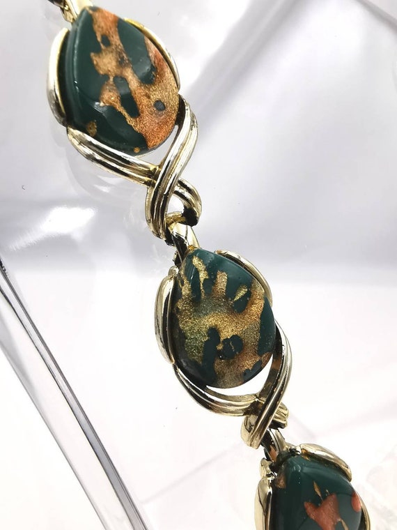 Retro Coro Lucite Jewelry Set, Green Marbled Neck… - image 9