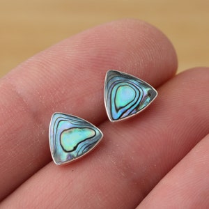 Abalone Shell Stud Earrings 925 Sterling Silver Triangle Shaped Stud Earrings Gift Boxed