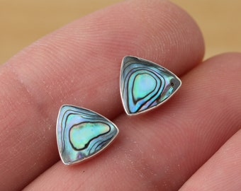 Abalone Shell Stud Earrings 925 Sterling Silver Triangle Shaped Stud Earrings Gift Boxed