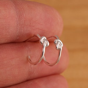 925 Sterling Silver Love Knot Huggie Half Hoop Earrings Jewellery Gift Box