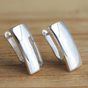 Solid 925 Sterling Silver Plain Earrings Stylish High Polished Earrings Gift Boxed
