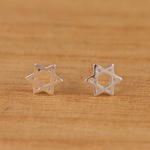 Solide 925 Sterling Silber kleine Davidstern Ohrstecker schlicht Geschenk verpackt