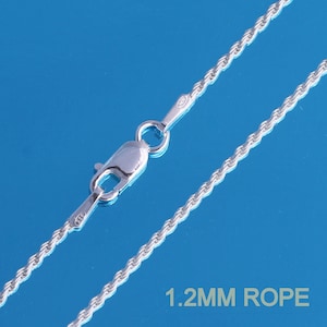 925 Sterling Silver 1.2mm Rope Chain Necklace Various Length
