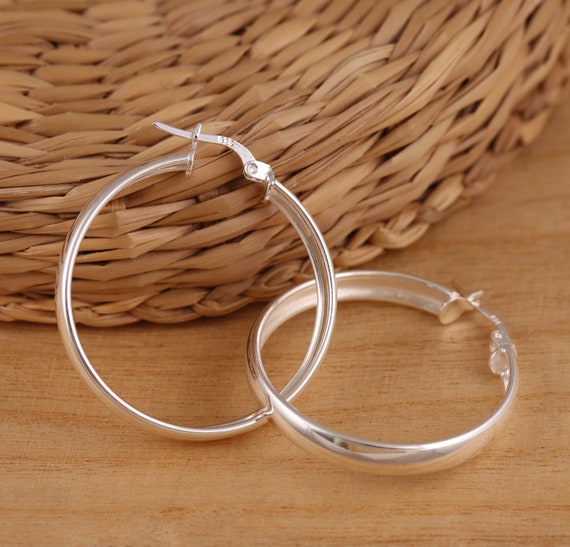 2 Pezzi 10 Mm/11 Mm/12 Mm Orecchini A Cerchio In Argento Sterling - Foto 2