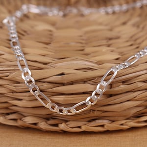 Solid 925 Sterling Silver 3mm FIGARO Chain Bracelet Various Length 7.5 8.0 8.5 9.0 Inches