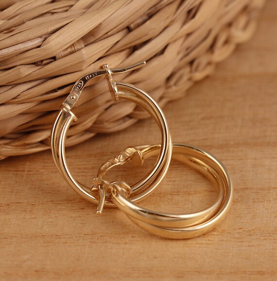 Orecchini A Cerchio Huggie In Argento Sterling Placcato Oro: Design A Corda Intrecciata - Italia - Foto 5