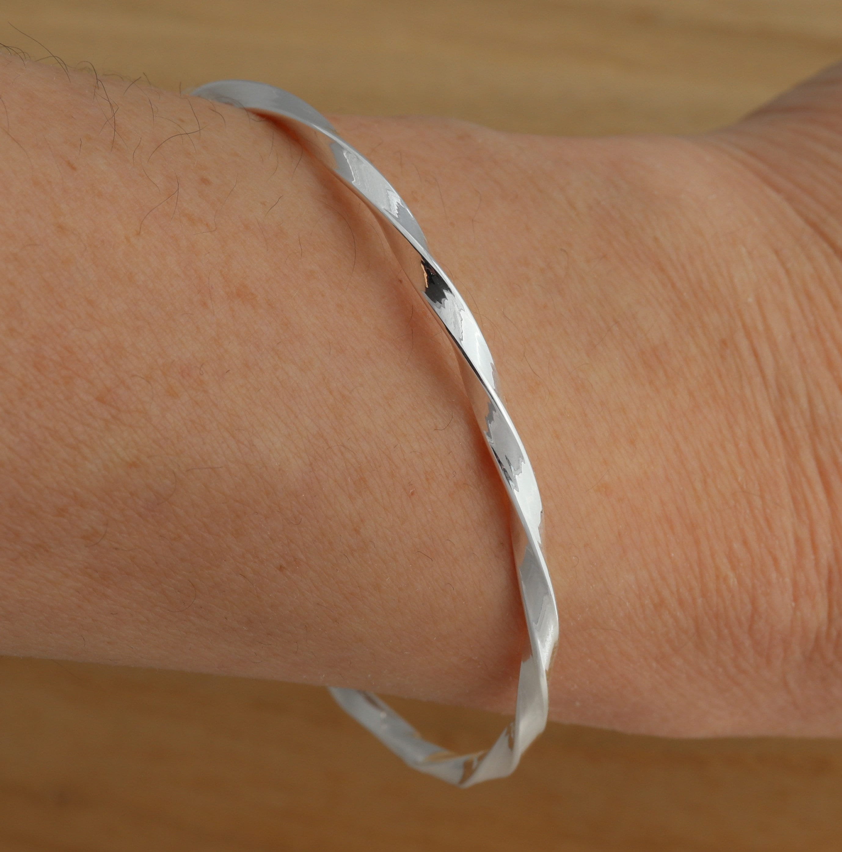 【20/80】STERLING SILVER ID BANGLE 3mm 20/80 | STERLING SILVER ID BANGLE 3mm width | hazy