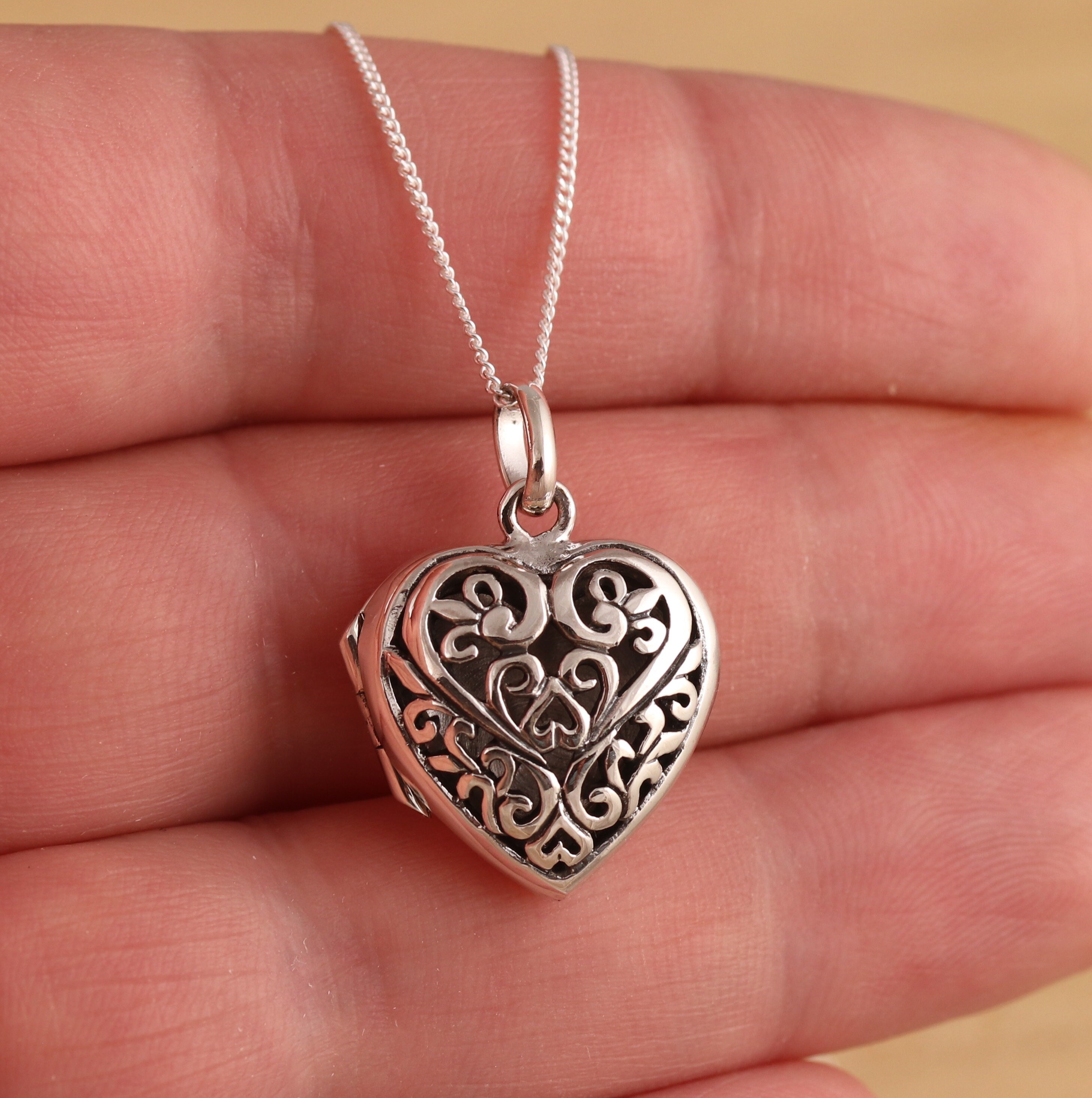 Pendentif Cœur En Argent 925 Plaqué Or - Filigrane 4.5 Cm - Neuf Avec Étiquettes