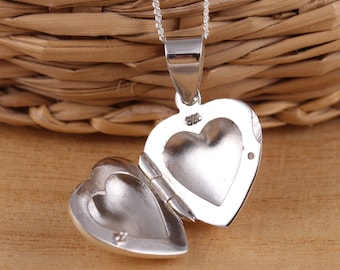 Alexander Castle 2-Ton Herz 925 Sterling Silber Kette Mit Foto Medaillon Für Damen Mädchen