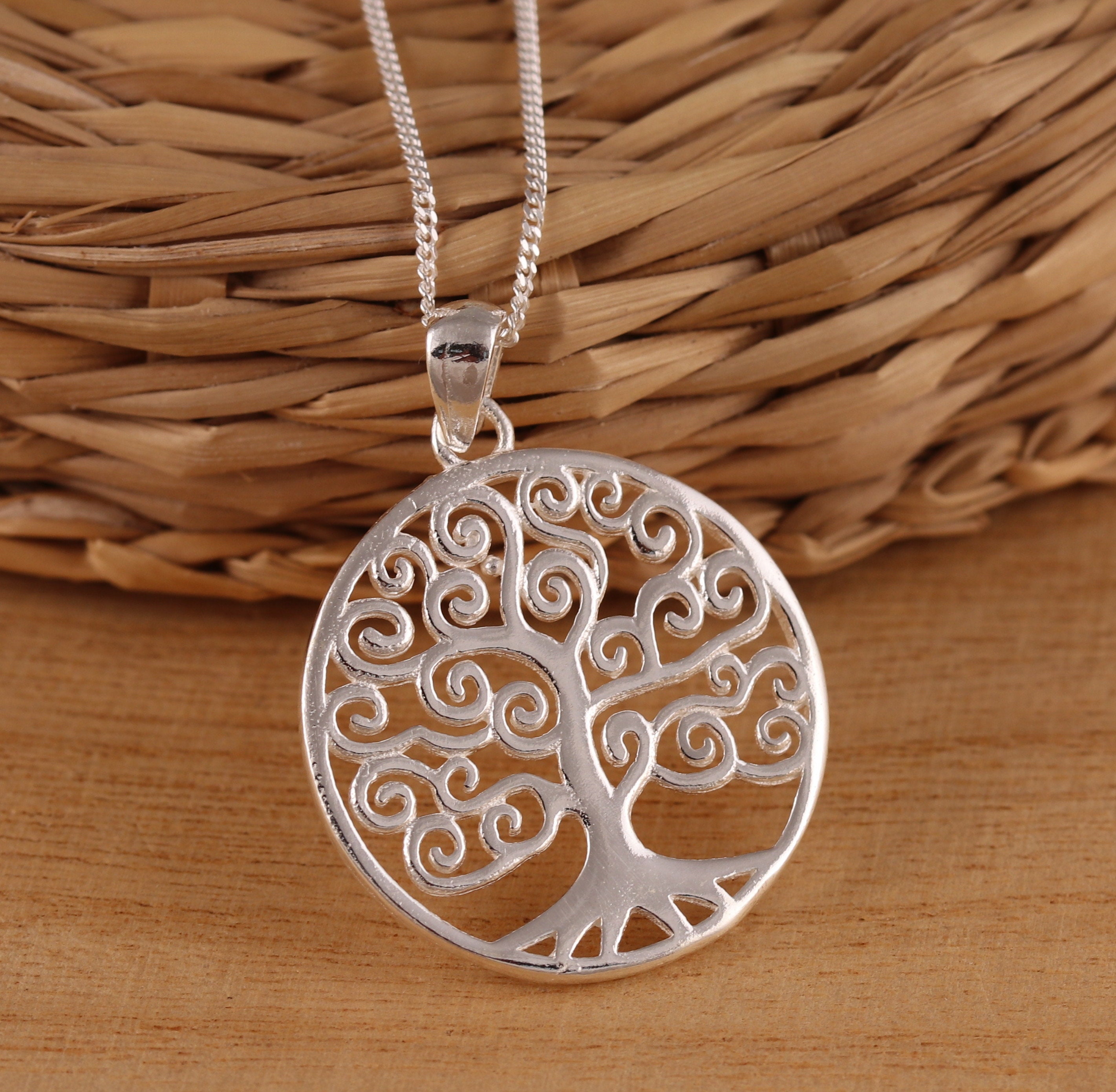 Solid 925 Sterling Silver Tree of Life Large Pendant Necklace - Etsy