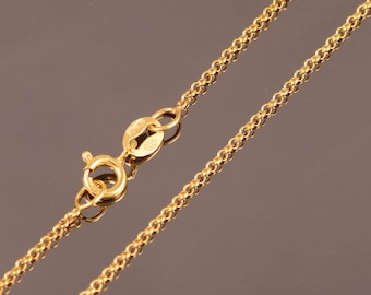 Yellow Gold Plated on Solid 925 Sterling Silver 1.3mm BELCHER ROLO Chain 16 18 20 22 24 26 28 30 Inches