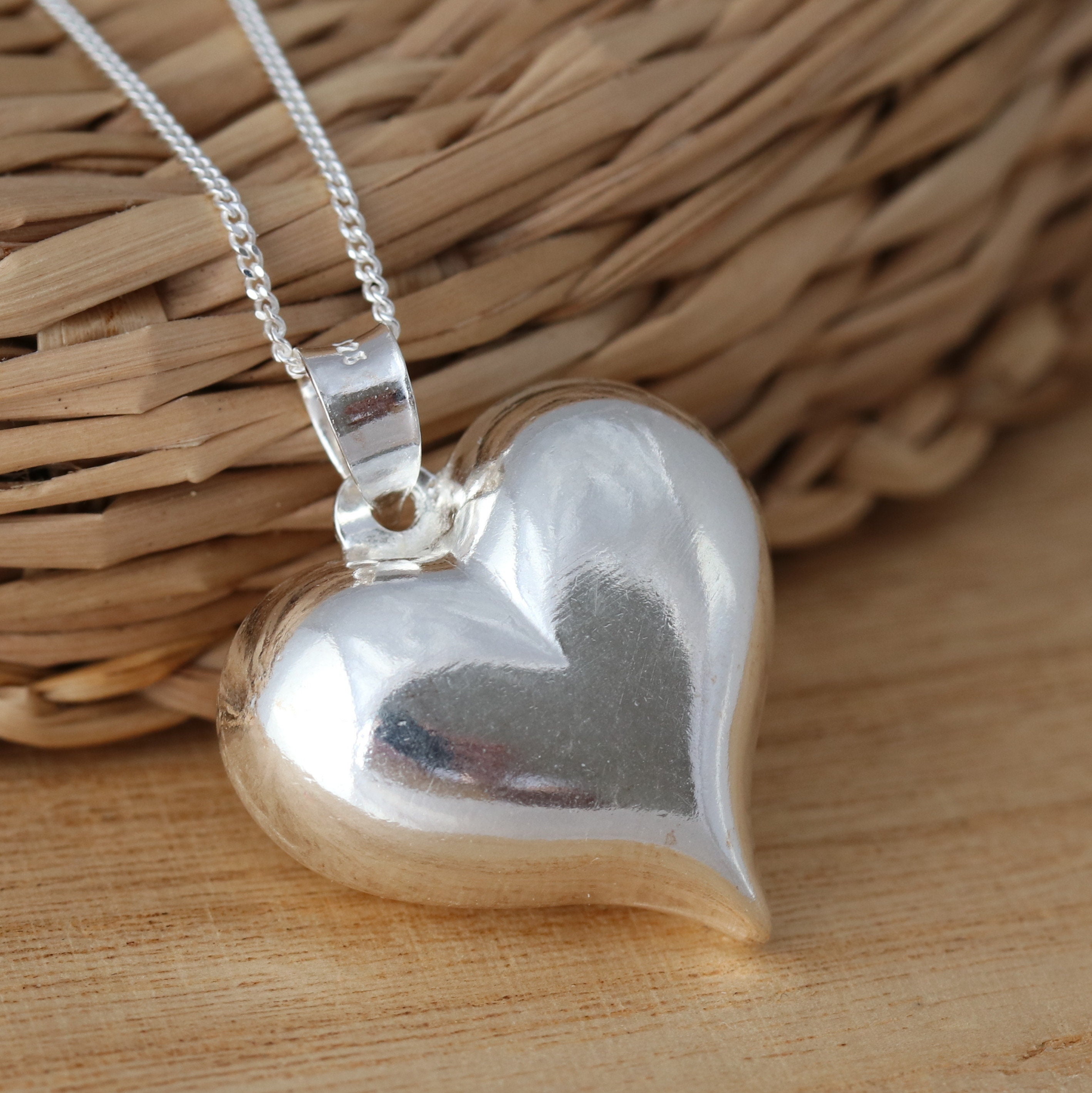 Collar Con Colgante De Corazón De Amor, Cadena De Eslabones, En Plata De Ley 925, En Caja De Regalo. - España