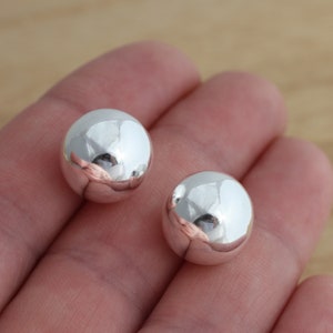 Solid 925 Sterling Silver 12mm Ball Stud Earrings BIG Plain Ball Stud Gift Boxed