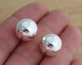 Solid 925 Sterling Silver 12mm Ball Stud Earrings BIG Plain Ball Stud Gift Boxed
