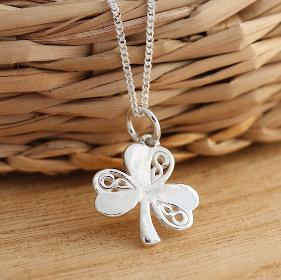 925 Sterling Silver Celtic Three Leaf Clover Pendant - Irish Good Luck Charm, Handmade In USA