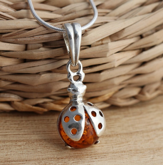 Pendentif Goutte Ambre Baltique Véritable & Argent 925 – Bijou Classique AA247, Pierre Naturelle Certifiée