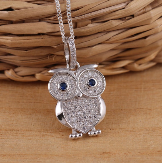 Collana con ciondolo a forma di gufo in argento sterling: regalo di gioielli della saggezza - Italia