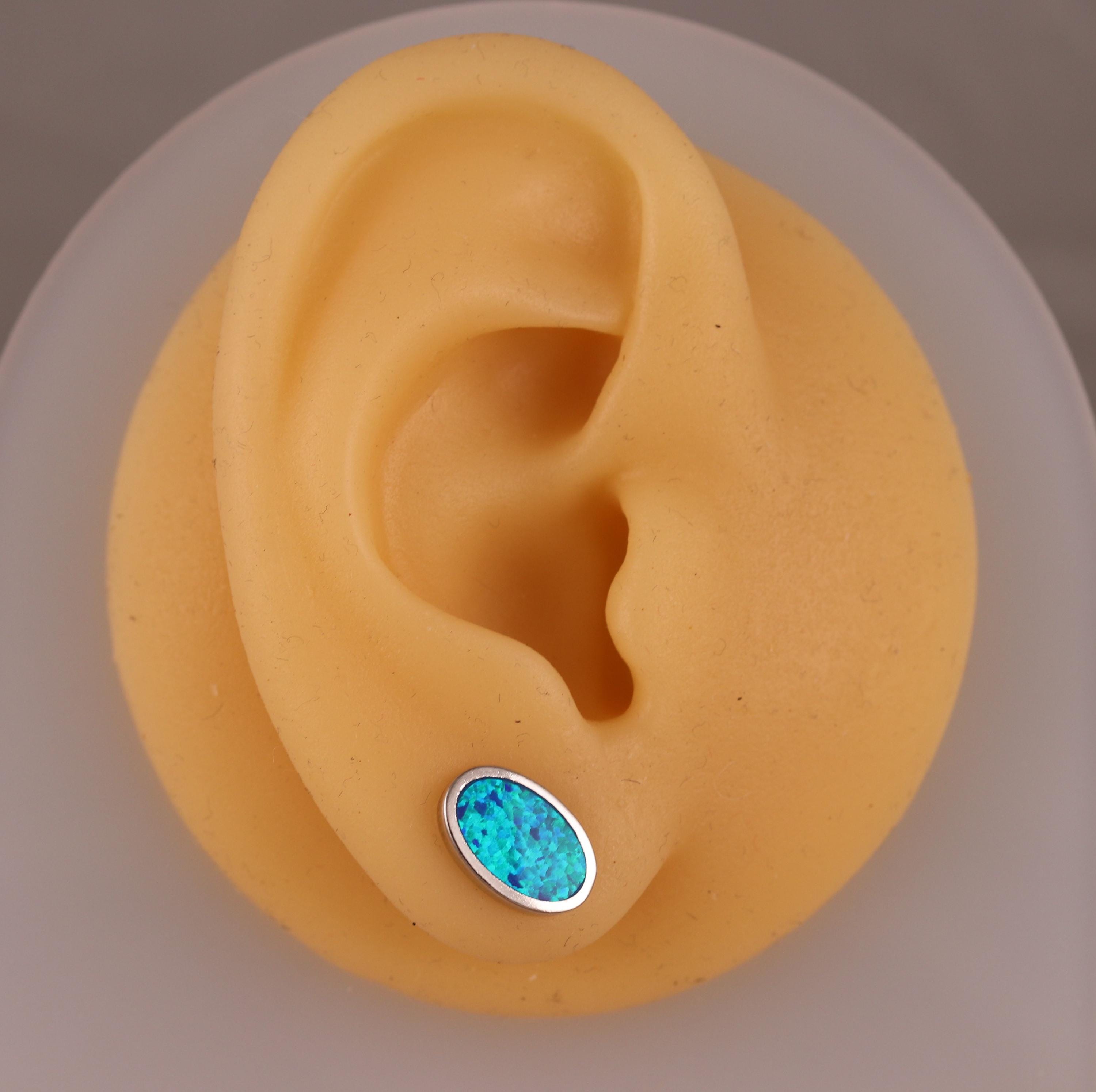 Boucles D'Oreilles Lucky En Argent 925 Avec Opale Bleue Ovale – Clous, Neuf Avec Étiquettes