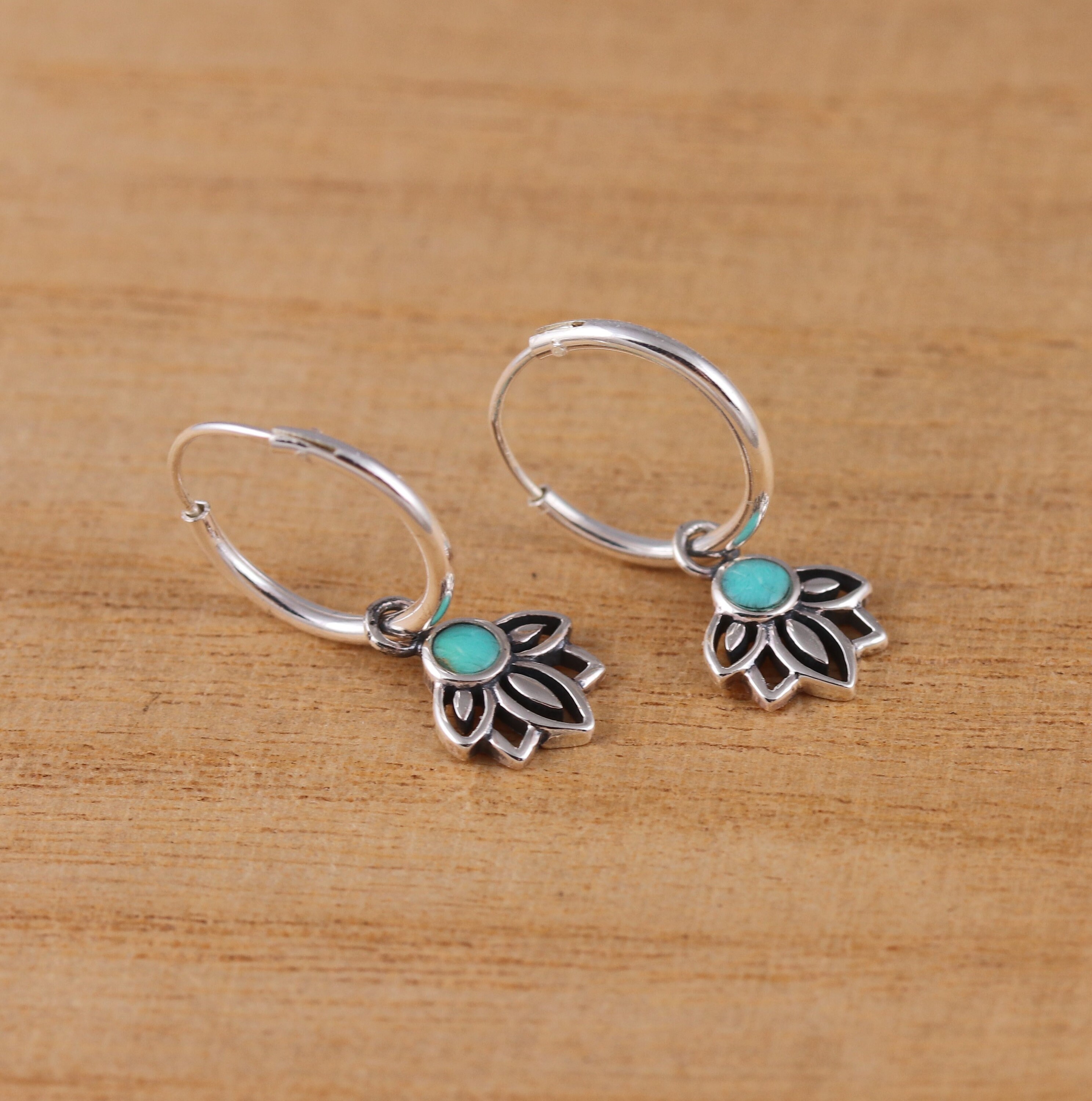 Orecchini acchiappasogni in argento sterling: cerchio boho turchese - Italia