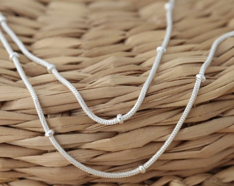 Sterling Silver Snake Chain Necklace – Italian Bead Ball Chain