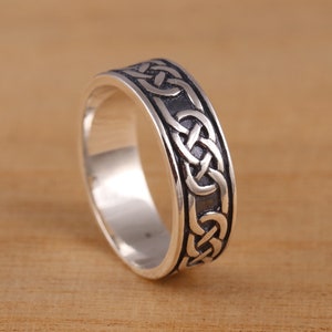Solid 925 Sterling Silver Celtic Knot Oxidized Band/Thumb Ring N-Z+1 Sizes 6.5mm Celtic Band Ring Gift Boxed