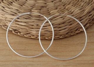 Set Di Orecchini A Cerchio In Argento 925, Diametro 50 Mm, Chiusura A Cerniera, Ipoallergenici, Grandi Donne, Deyanse Jewellery