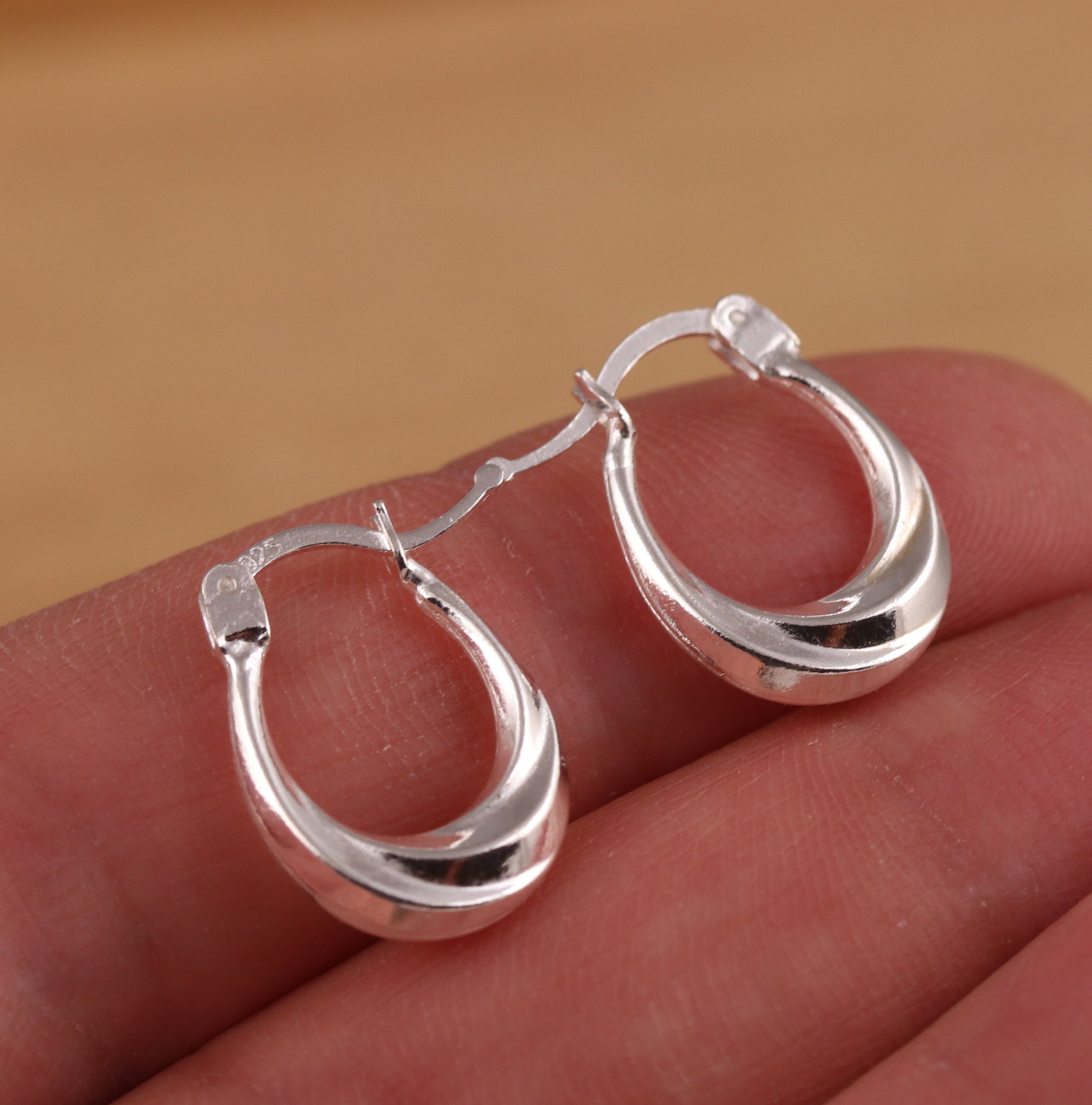 Orecchini Creoli A Cerchio Lungo Da 35 Mm In Argento Sterling - Foto 5