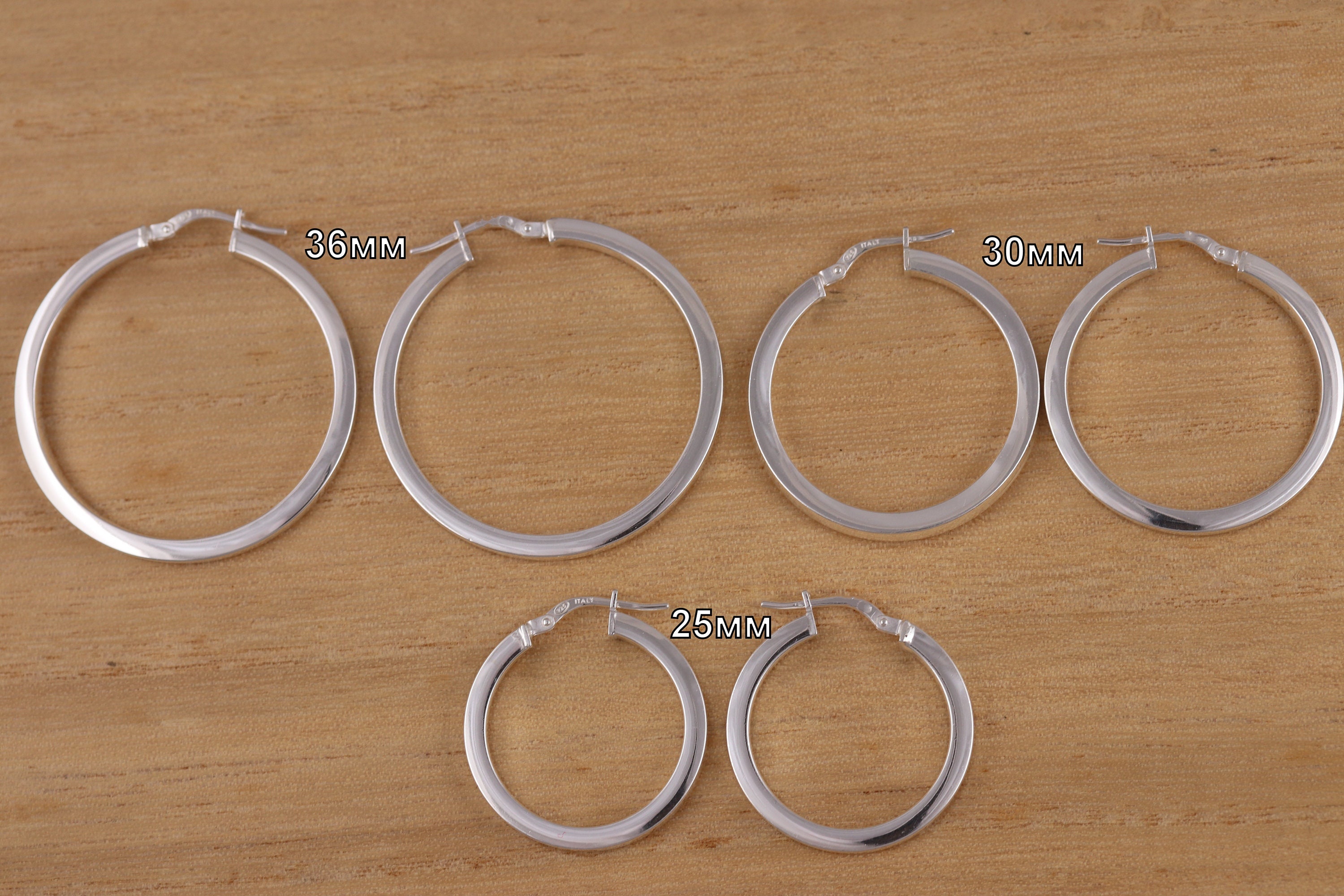 Pair Of 925 Sterling Silver Plain Thick Huggy Minimal Hoop Earrings Pair Of 925 Sterling Silver Plain Thick Huggy Minimal Hoop Earrings
