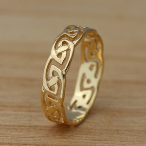 Yellow Gold Plated on Real 925 Sterling Silver Celtic Band/Thumb Ring Celtic Knot Ring Gift Boxed