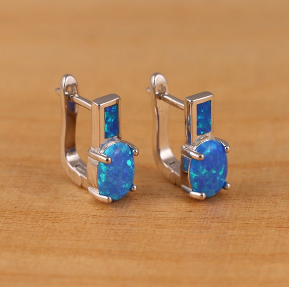 Nuovi orecchini quadrati di opale di gioielli in argento 925 di moda