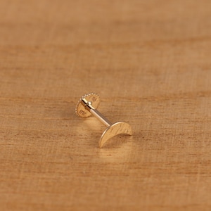 Brinco de cartilagem de lua crescente lisa de ouro amarelo 9 quilates genuíno/hélice/orelha superior parafuso traseiro caixa de presente - ouro 9 quilates verdadeiro