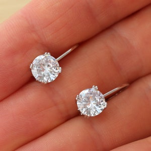Suzy Levian Sterling Silver Cubic Zirconia Asscher-Cut Dangle Earrings - White