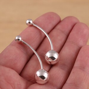 Real 925 Sterling Silver Ball Drop Stud Earrings – Simple Silver Balls, Jewellerybox - View #4