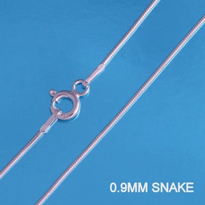 0.9mm Gauge 020 Snake Link Italian Chain Necklace In .925 Italy - Foto 6