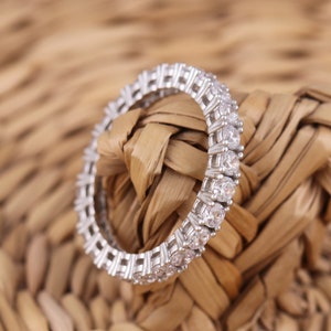 Solid 925 Sterling Silver Full Eternity Engagement Stacking CZ Band Ring Wedding I-T Sizes Gift Boxed