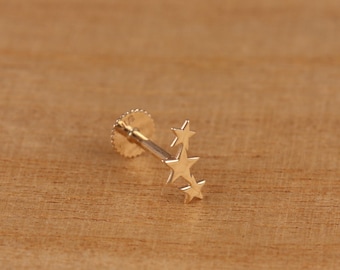 Add Some Bling To Your Cartilage With This 9ct Yellow Gold 8mm 3 Star Helix Hoop Earring By Limani London