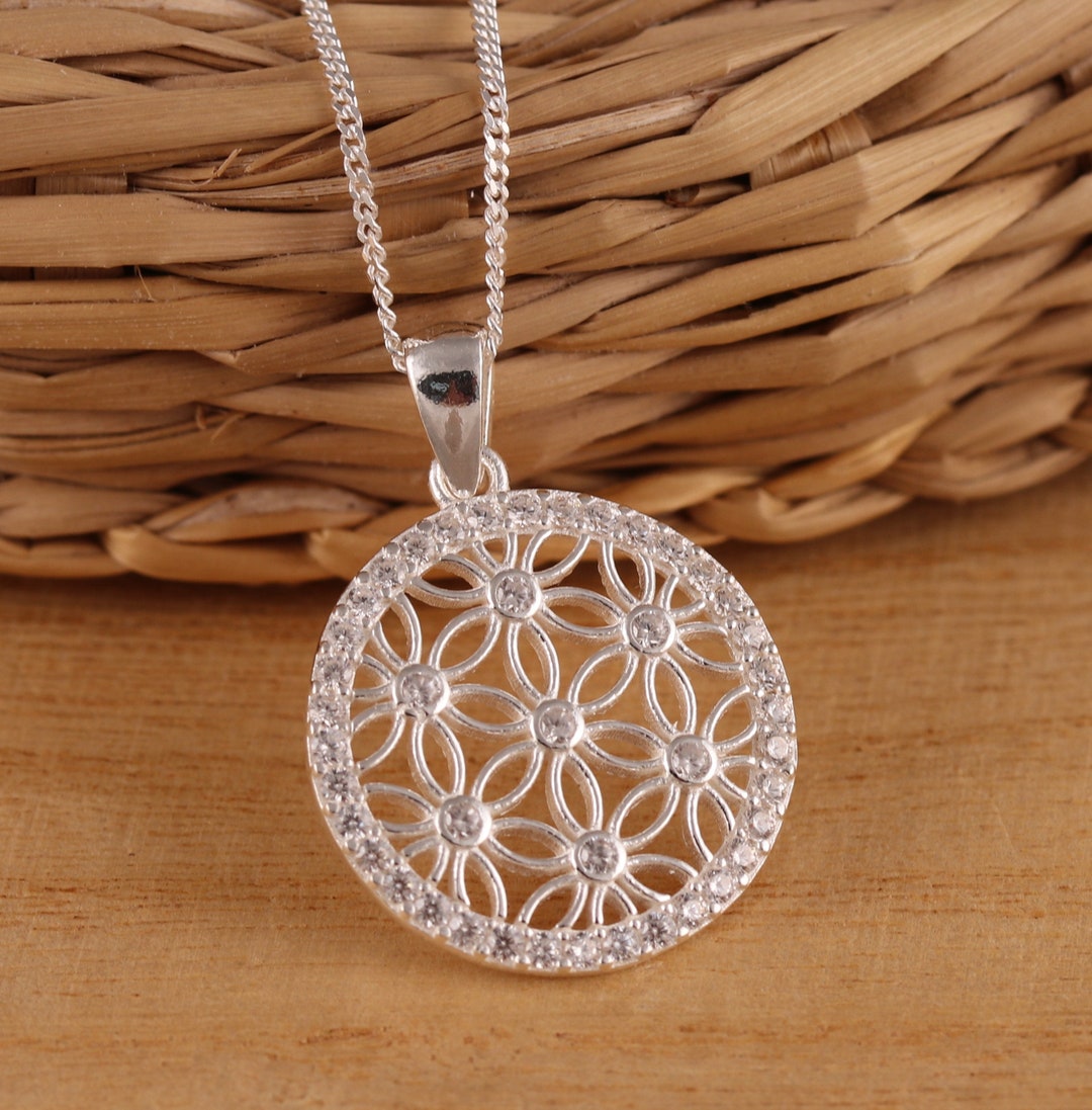 NewL Collana Lunga Argento 925 Con Ciondolo Fata Dei Fiori - Zirconia Cubica, Catena Regolabile 35-48 Cm, Gioiello Fatato Senza Nichel