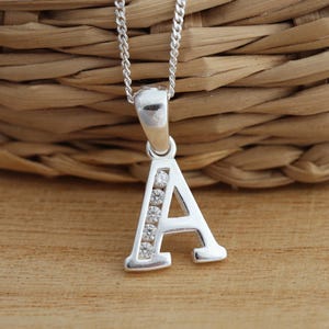 Massives 925er Sterlingsilber CZ Buchstabe Initial A-Z Alphabet Anhänger Charme Halskette Panzerkette Schmuck Geschenkbox