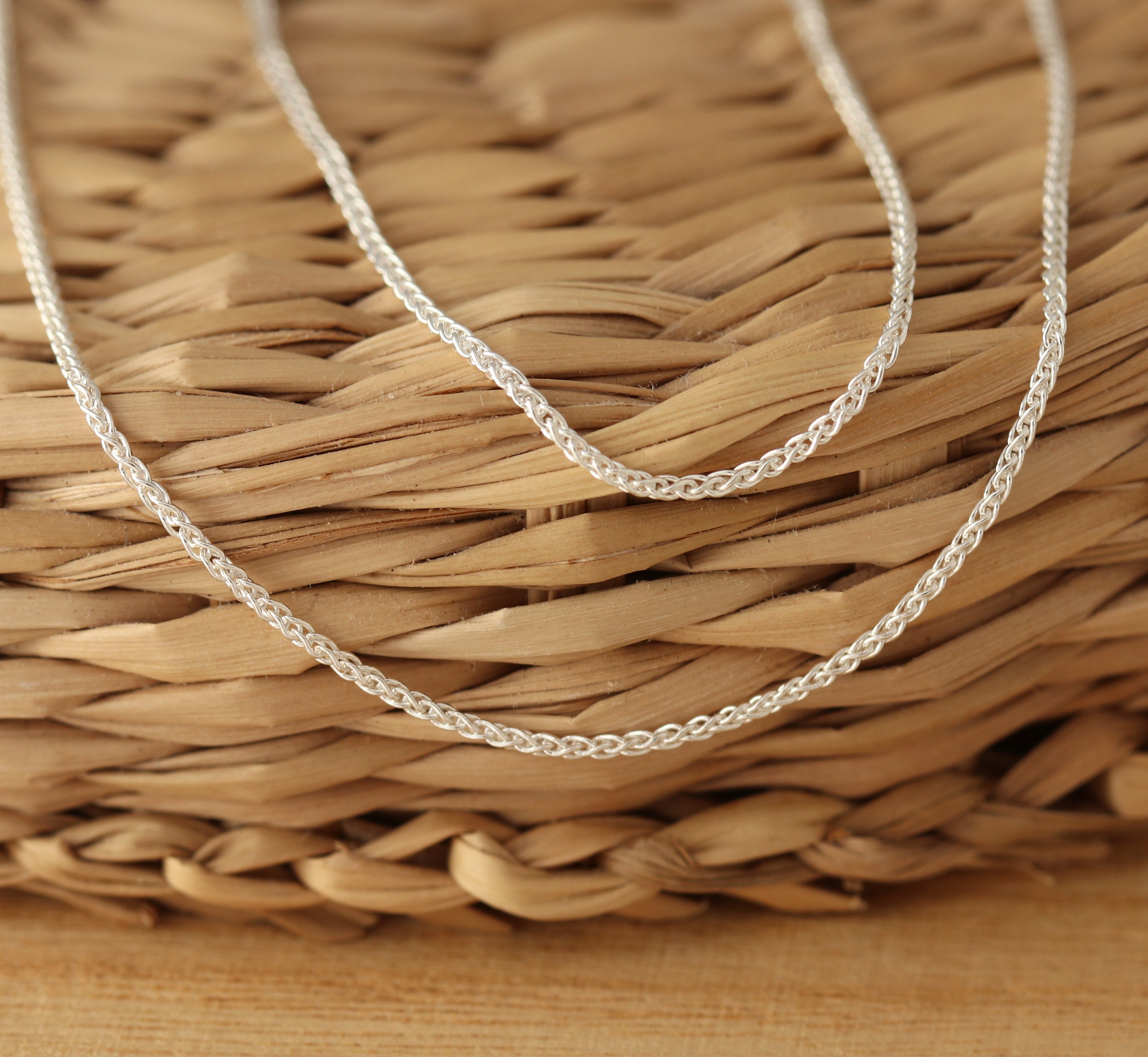 925 Sterling Silver 1mm SPIGA WHEAT Chain Necklace 14 16 18 20 22 24 26 Inches Solid Silver Chain