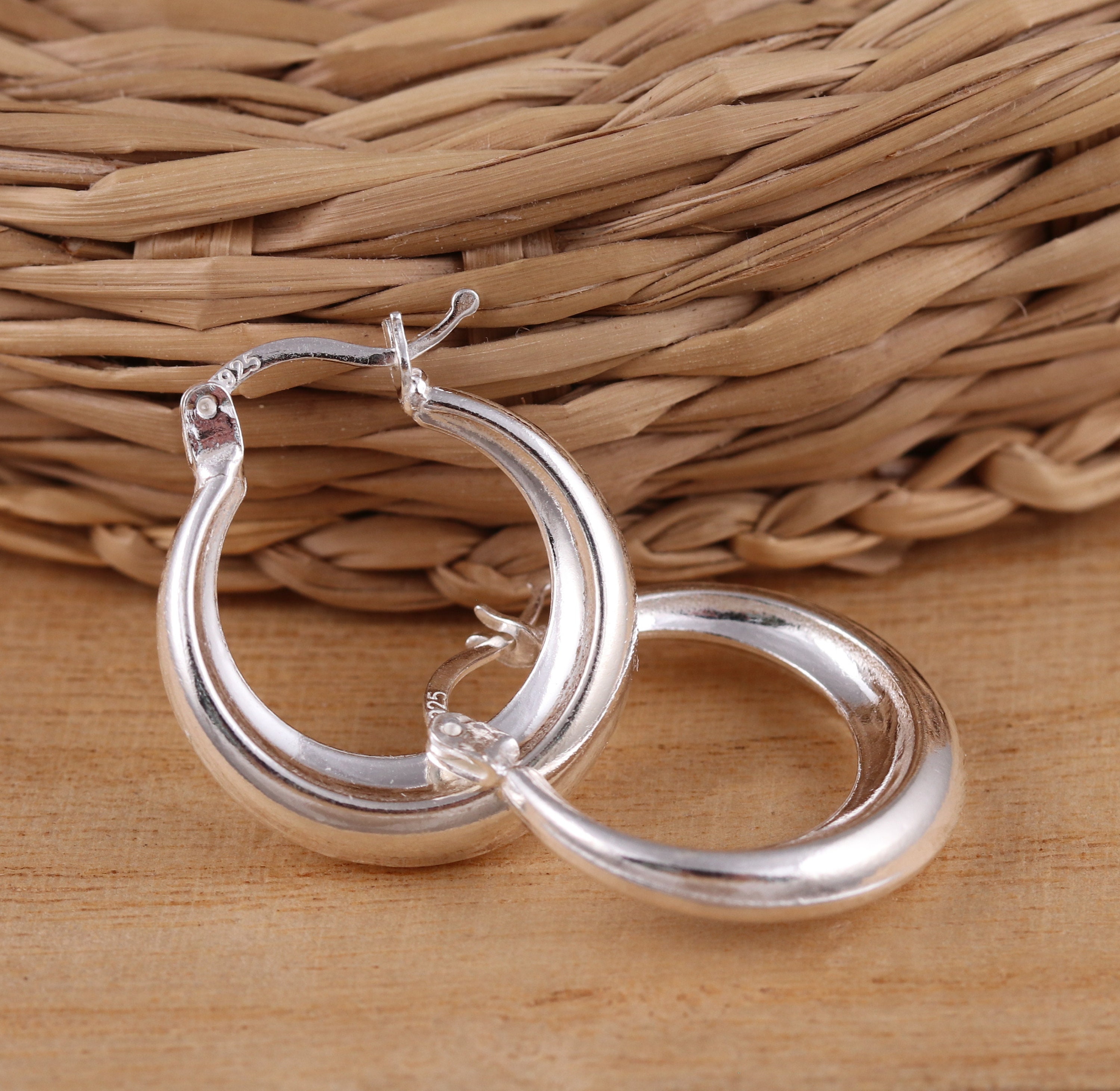 The Love Collection Sterling Silver Stardust Double Hoop Creole