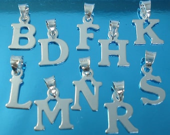 925 Sterling Silber Initial Anhänger - Alphabet Buchstabe Charme Halskette Panzerkette