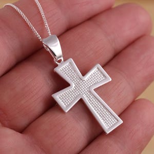925 Sterling Silver Large Cross Crucifix Pendant Curb Chain Necklace 16-30 Inches Gift Boxed