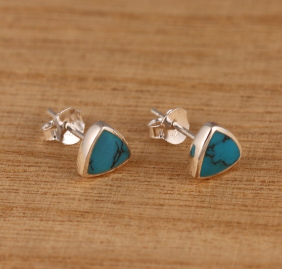 Turquoise Sterling Silver Triangle Stud Earrings Turquoise Sterling Silver Triangle Stud Earrings