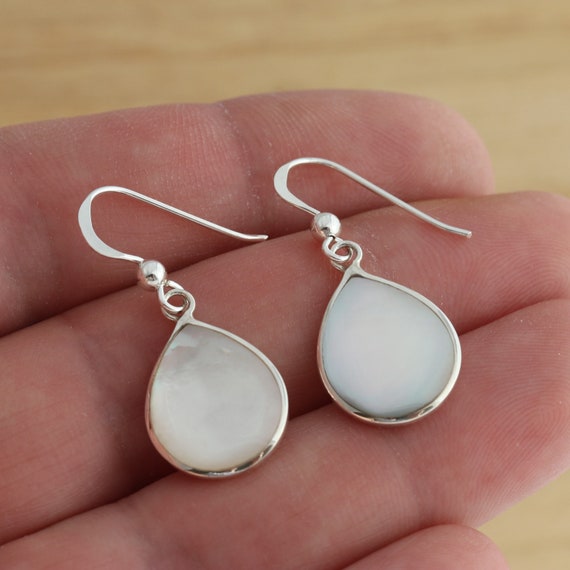 925 Sterling Silver Mother of Pearl Teardrop Dangle Drop