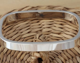 925 Sterling Silver Square Bangle Bracelet Plain 7mm Heavy UK Hallmarked Gift Boxed
