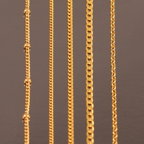 Yellow Gold Plated on Solid 925 Sterling Silver Chain Necklace Curb Belcher Curb with Bead Balls 16 18 20 22 24 26 28 30 Inches